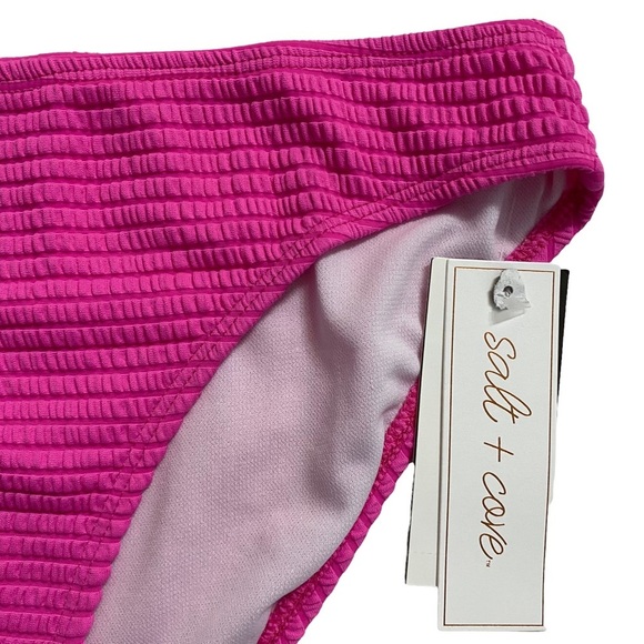 Salt and Cove Pink Textured Lined Hipster Bikini Swim Bottom Medium M - Picture 9 of 14